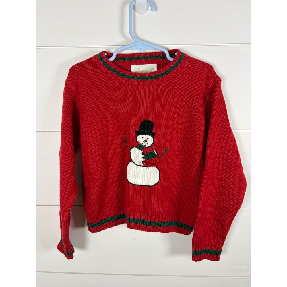 NWT Strasburg Children Kids Red Cotton Snowman Christmas Holiday Sweater 4Y-5Y